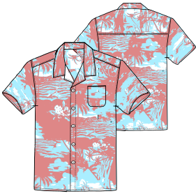 Patron ropa, Fashion sewing pattern, molde confeccion, patronesymoldes.com Hawaiian Shirt 9656 MEN Shirts